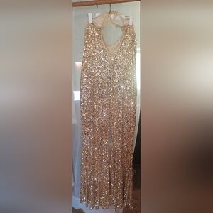 Gold Sequin Halter Jumpsuit